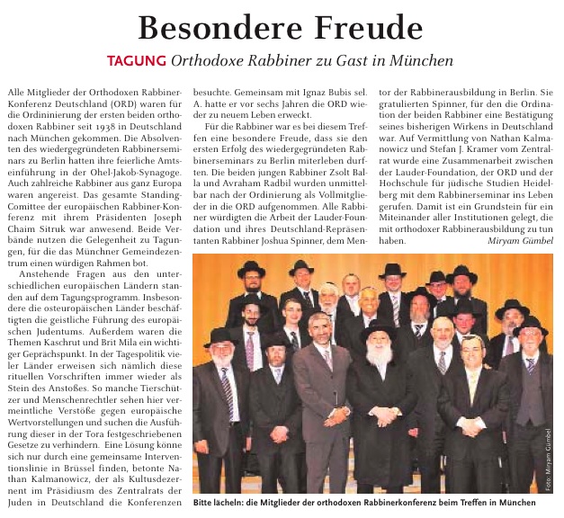 Besondere Freude – TAGUNG Orthodoxe Rabbiner zu Gast in München